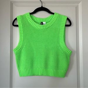 H&M Lime Green Cropped Sweater Vest
